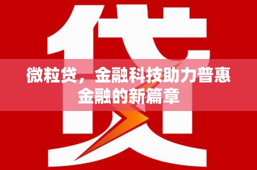 龙湖微粒贷，金融科技助力普惠金融的新篇章