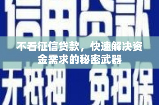 龙湖不看征信贷款，快速解决资金需求的秘密武器