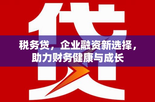 龙湖税务贷，企业融资新选择，助力财务健康与成长